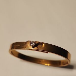 Michael Kors Rose Gold Heart Rhinestone Bangle Bracelet